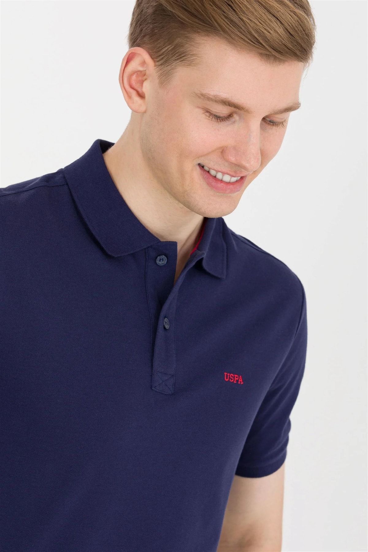 U.S. Polo Assn. تی شرت پایه یقه پولو آبی سرمه ای مردانه