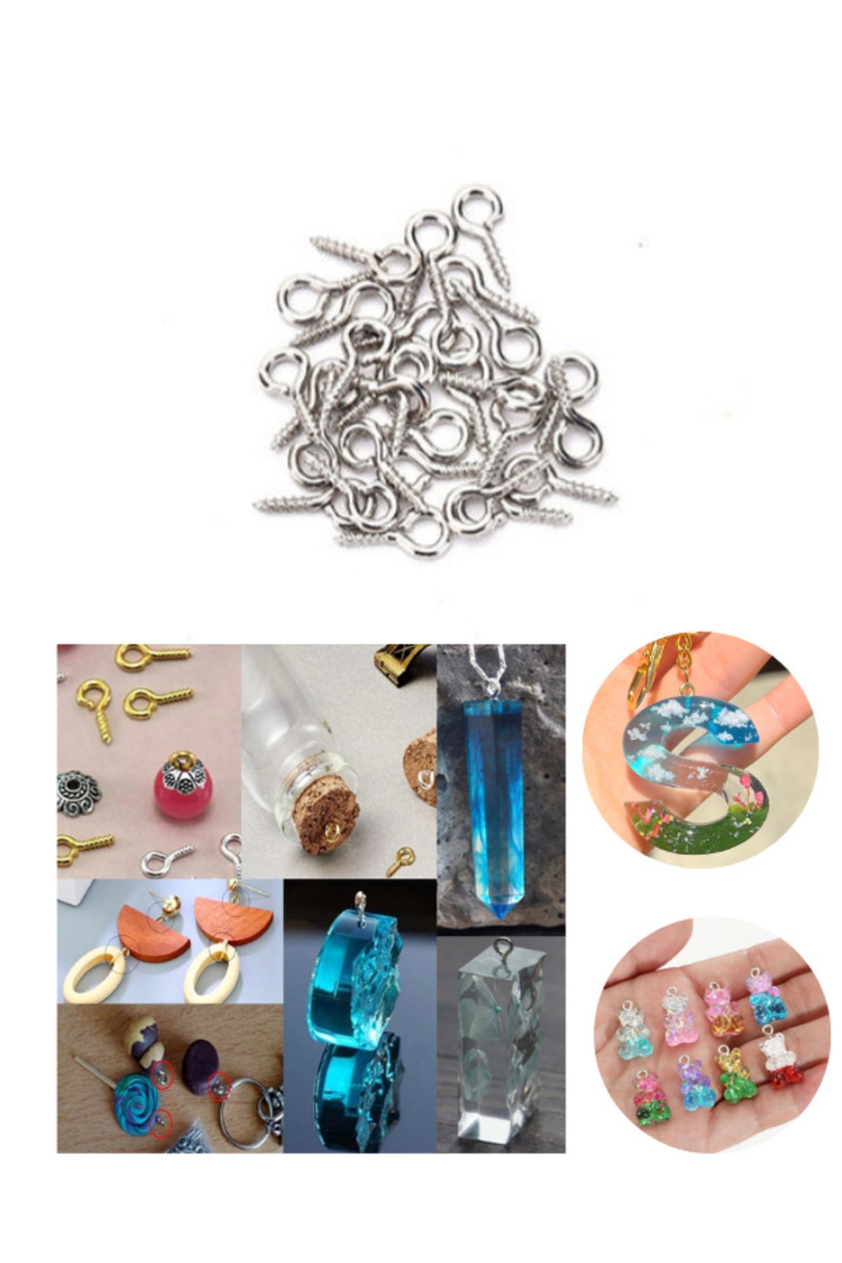 Epoxy Keychain Pendant Jewelry Nail Silver 100 Pieces 5x10 Mm