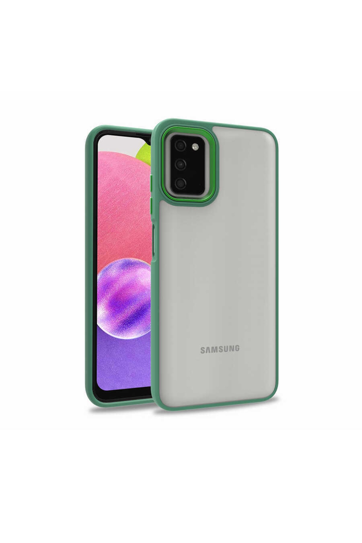 Samsung Galaxy A03s Case Camera Protruding Transparent Back Edges Colorful Floral Cover