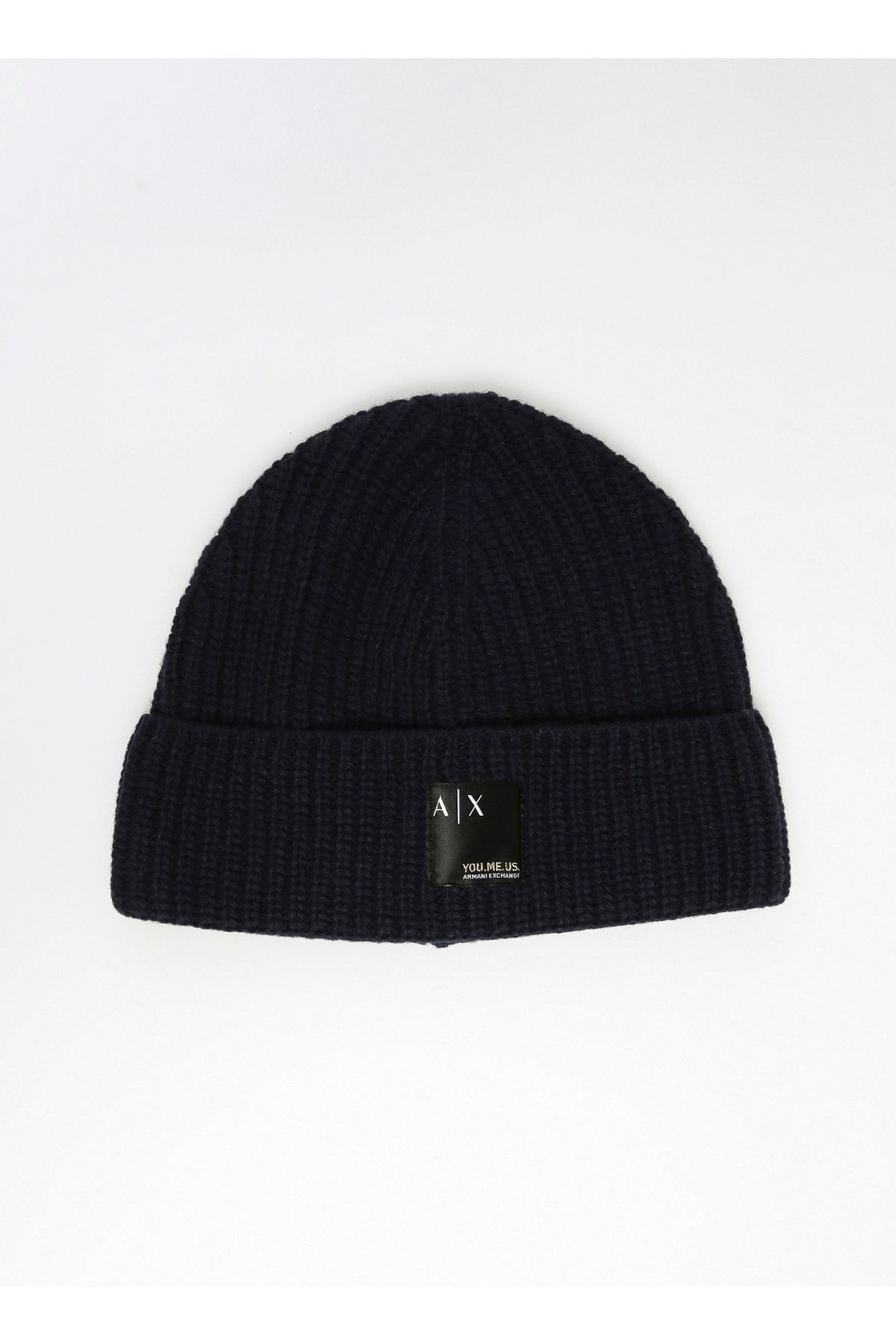 کلاه بافتنی آبی مردانه سرمهای Beret 954662 00035 blu Armani Exchange