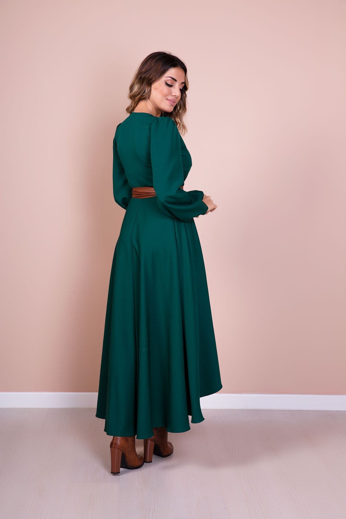 Dark teal on sale long dress