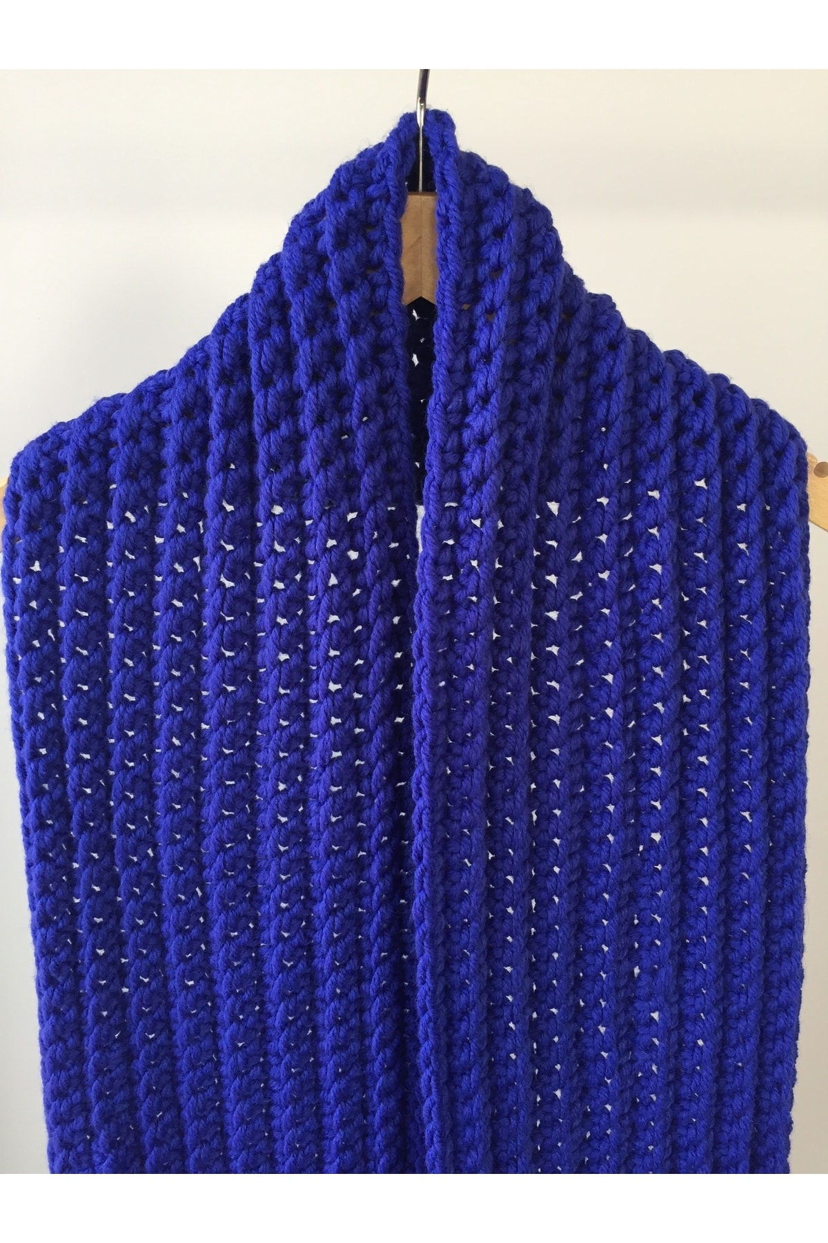 Mora Örgü  Mora Knit Atkı El Örgüsü % 49 Yünlü Jumbo Kalın Iplik Unisex Atkı - Görsel 6