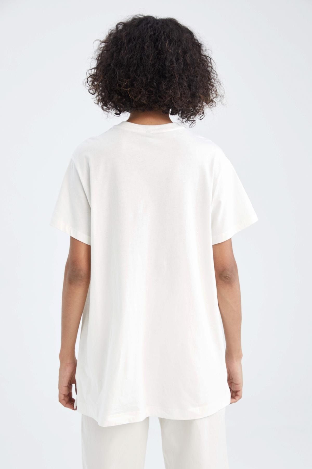 DeFacto-Regular Fit Foil Slogan Printed Tunic 5