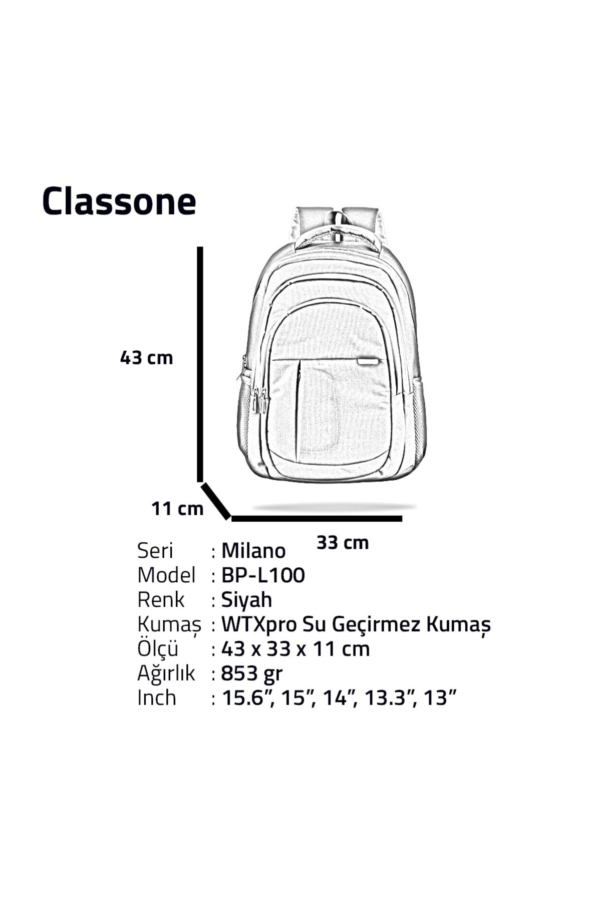 Classone-حقيبة ظهر للكمبيوتر المحمول والكمبيوتر المحمول مقاس 15.6 بوصة من سلسلة ميلانو "WTXpro 5