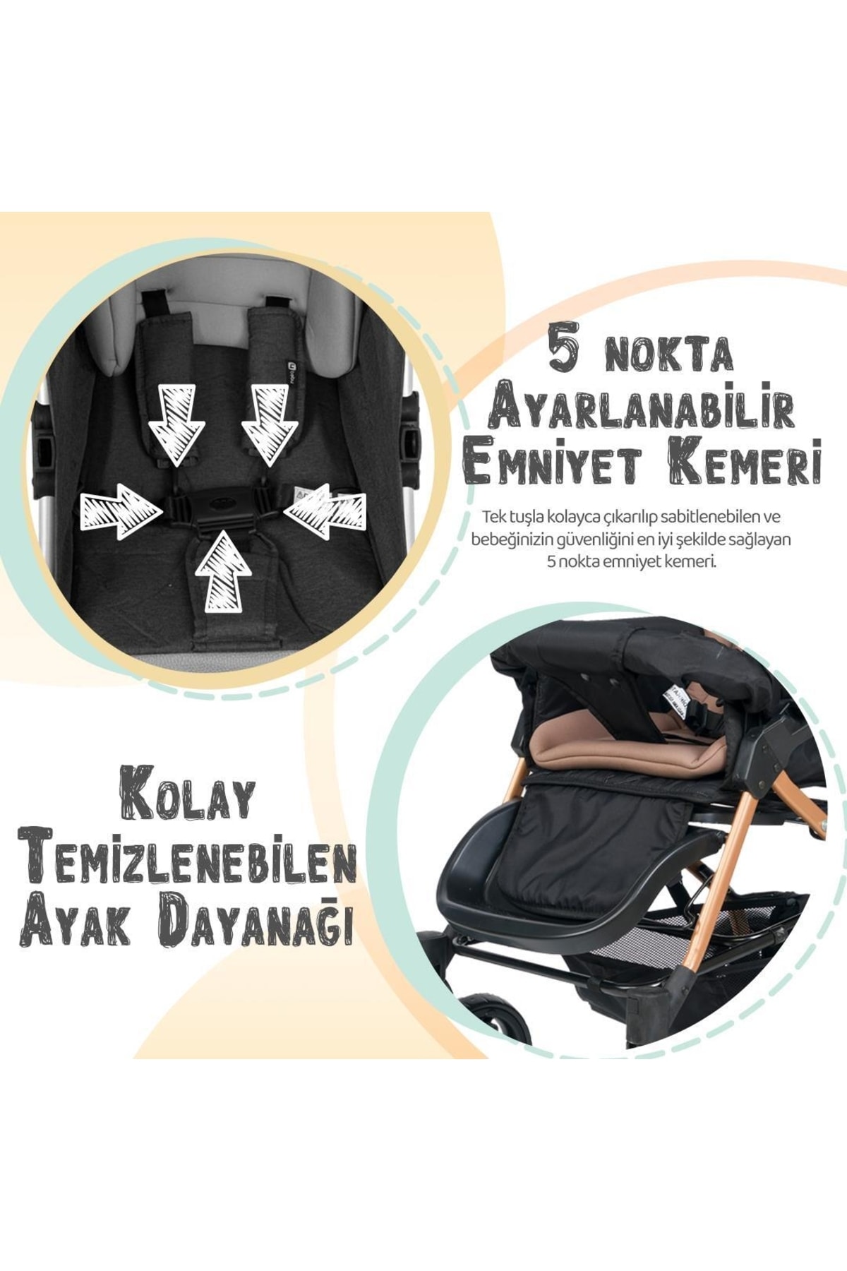 Ab-360 Olympus Gold Çift Yönlü Bebek Arabası Antrasit 7