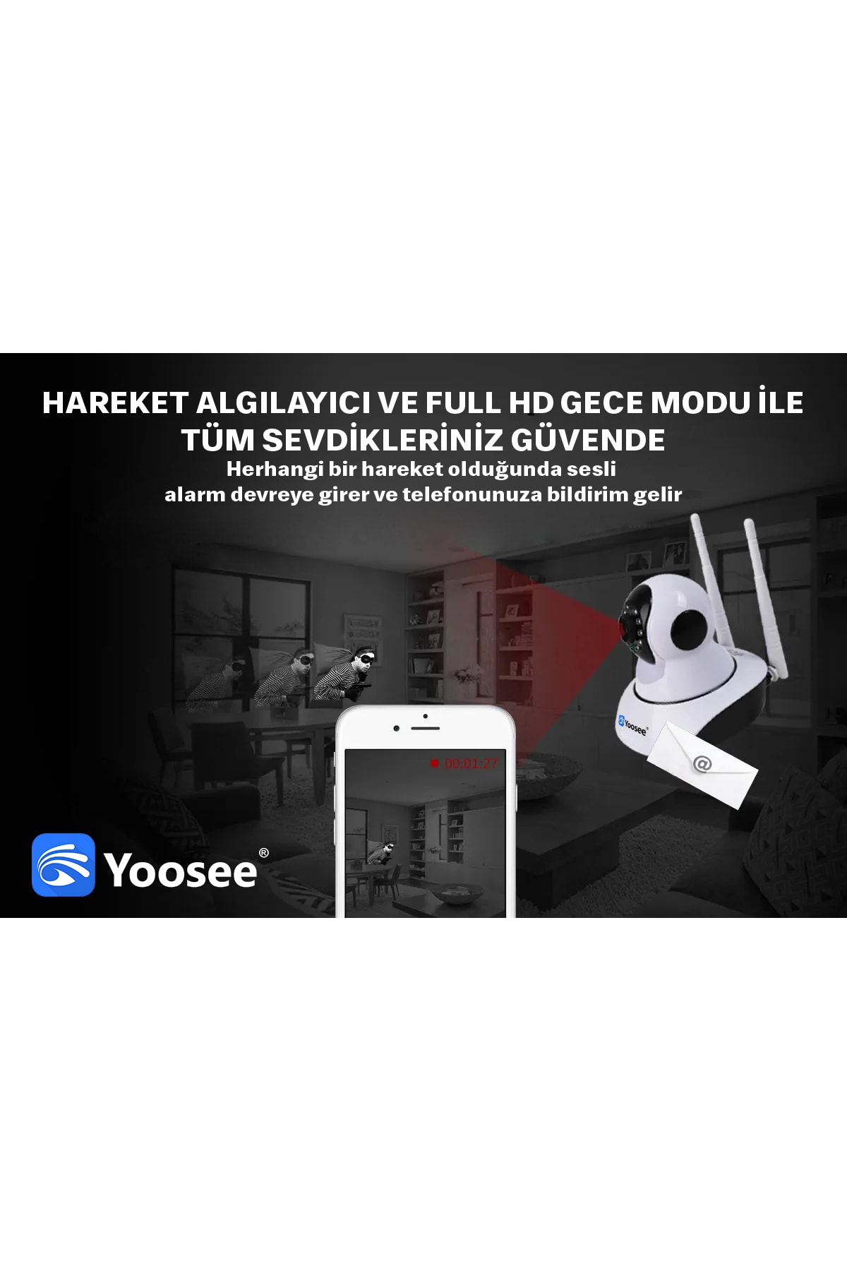 yoosee 1080p Full Hd Wifi Ip Bebek Izleme Masa Üstü Akıllı Robot 3 Antenli Kablosuz Kamera fotoğrafı 5 (önizleme)