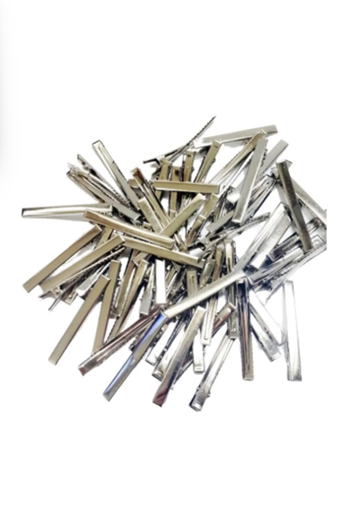 10 Pieces - 5.5 cm Nickel Plated Tongs Buckle, Collet Buckle, Crocodile Buckle, Hairpin, 1st quality, Domestic Product