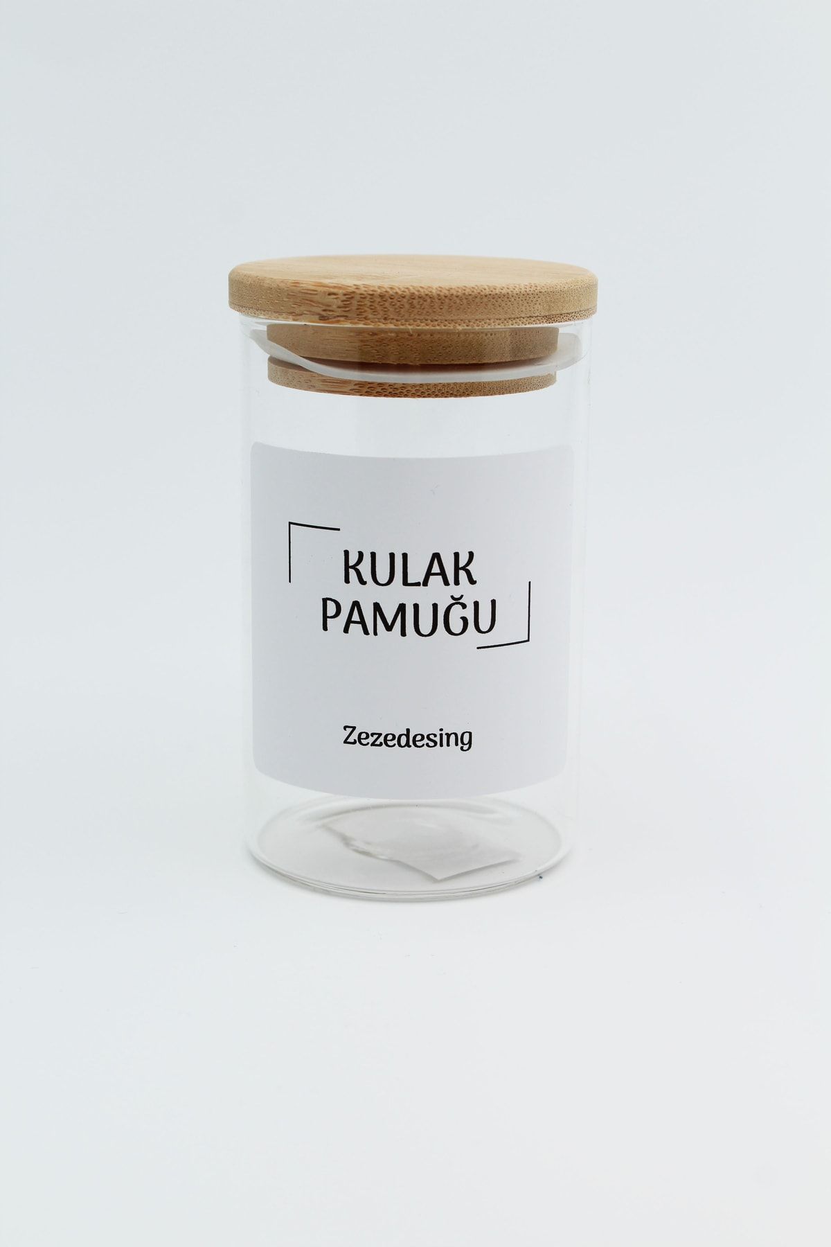 zezedesing Borcan De Sticlă Din Bumbac Cu Capac Din Bambus 250 Ml - One Size