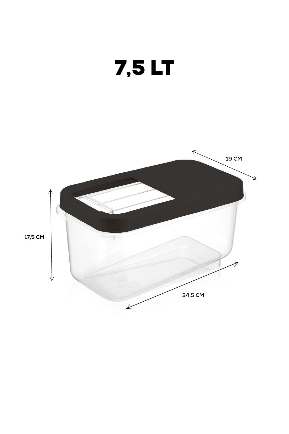 Meleni Home-Set of 3 Multibox 7.5 Lt Pulses Storage Container - Food Storage Container with Sliding Lid Flour Container Anthracite 2