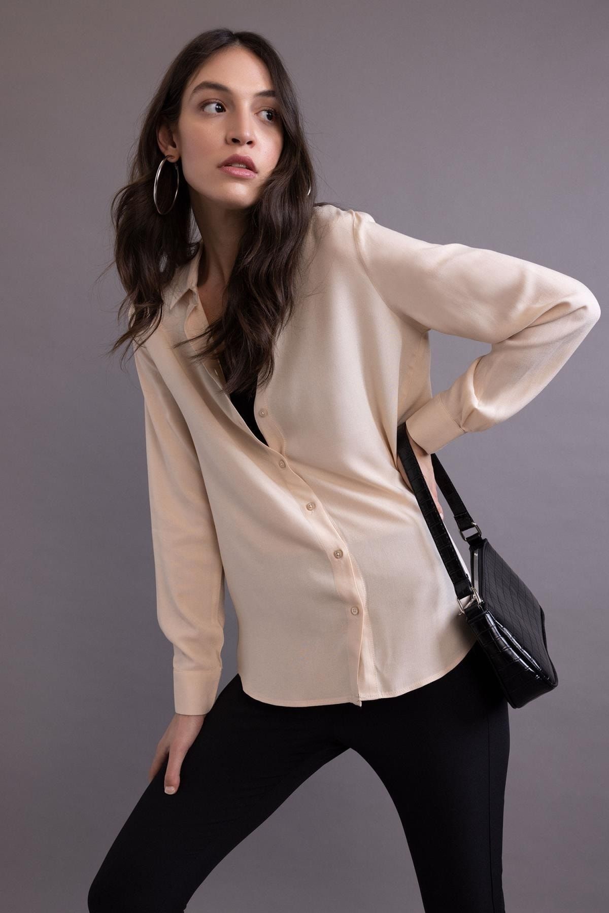 DeFacto Hemd Beige Regular Fit