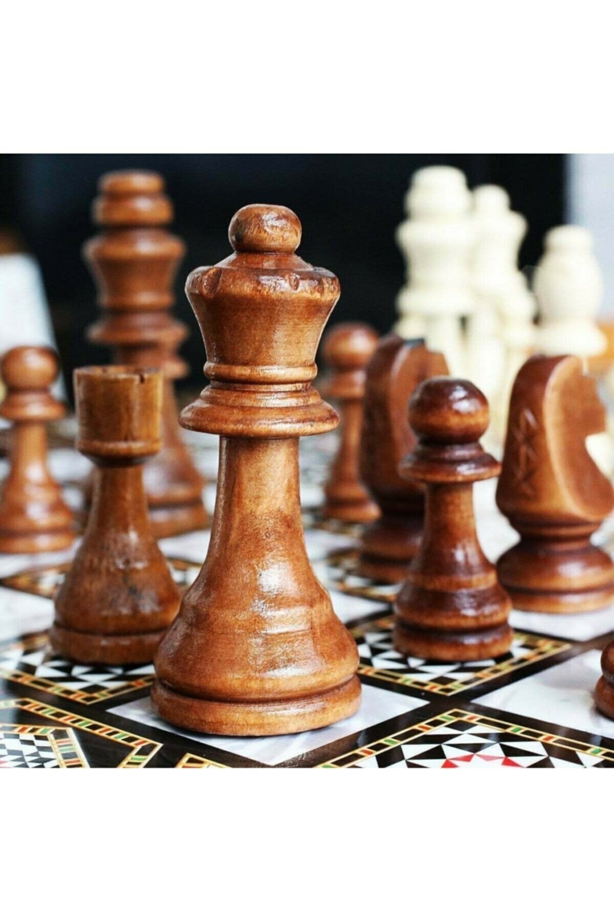 megame Tavla Satranç Ve Dama Seti 50"50 Muhteşem Ahşap Sedef Tavla Büyük, Ahşap Pullu Tavla , Ahşap Satranç