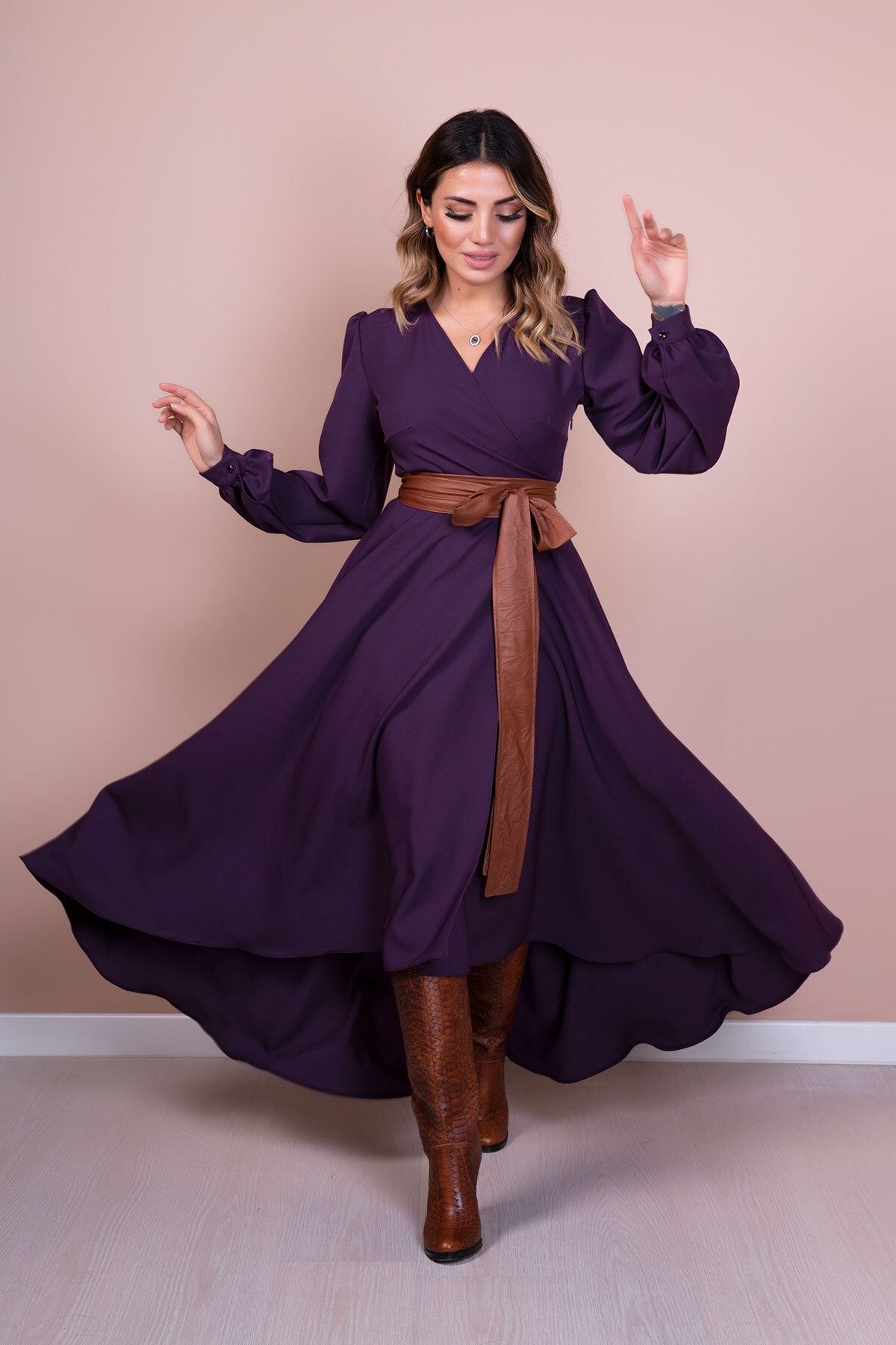 Dark purple long dress 2025