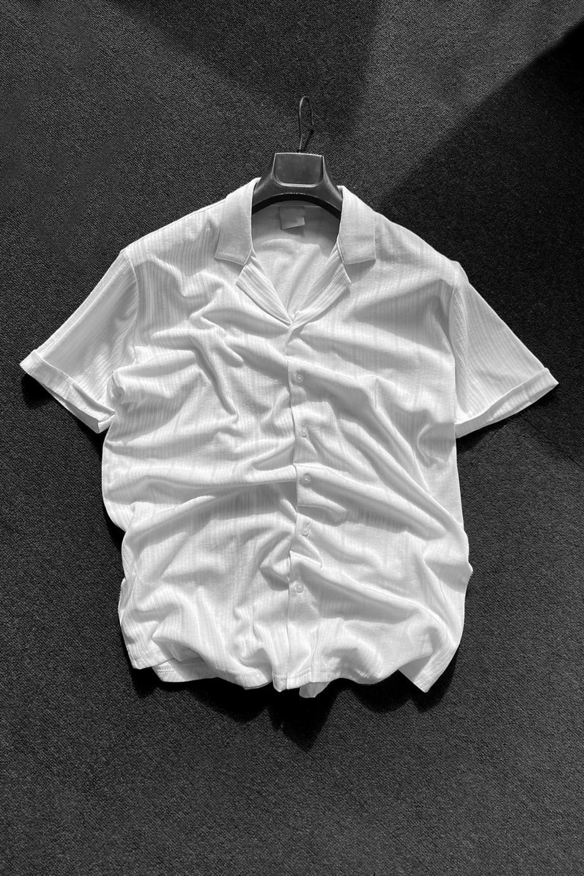 Slatra Erkek Beyaz Kısa Kollu Oversize Pamuklu Gömlek