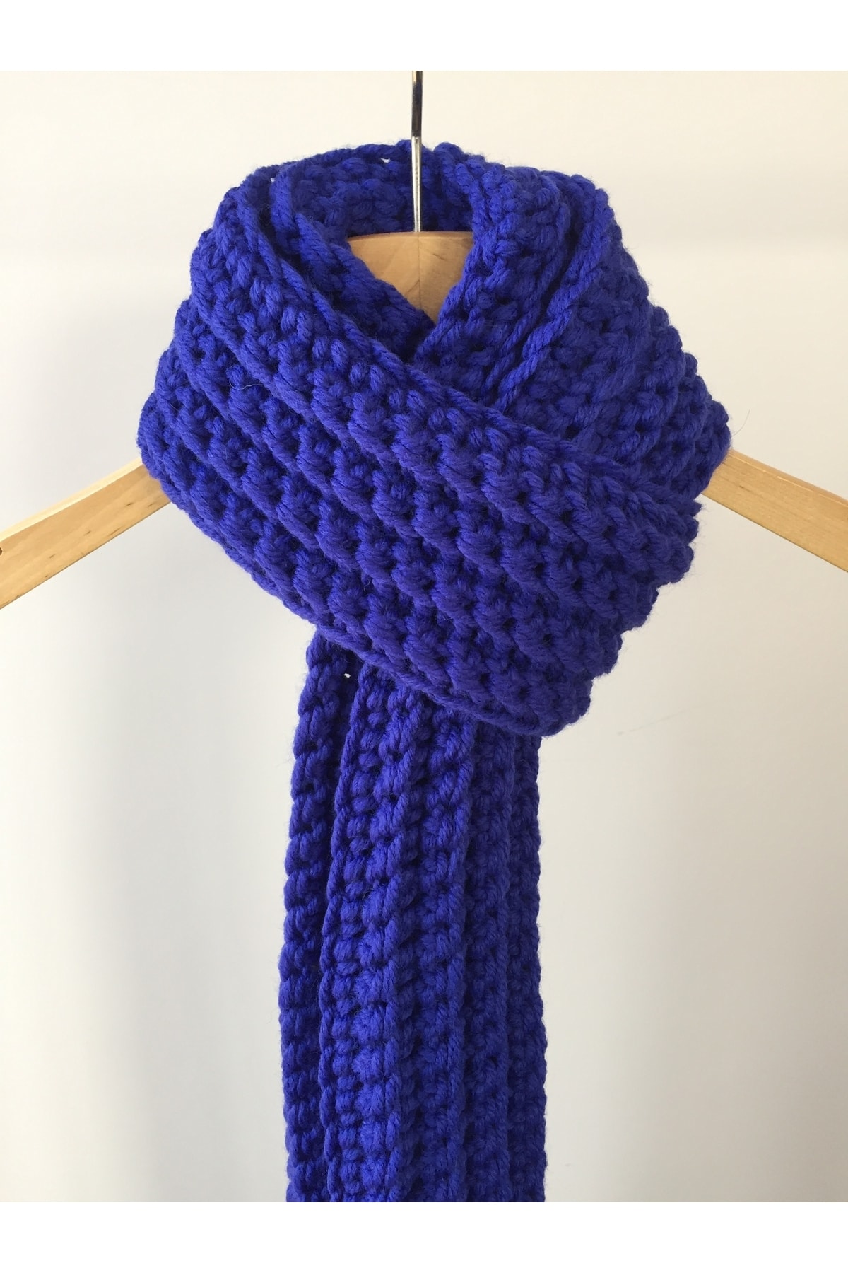 Mora Örgü  Mora Knit Atkı El Örgüsü % 49 Yünlü Jumbo Kalın Iplik Unisex Atkı - Görsel 4