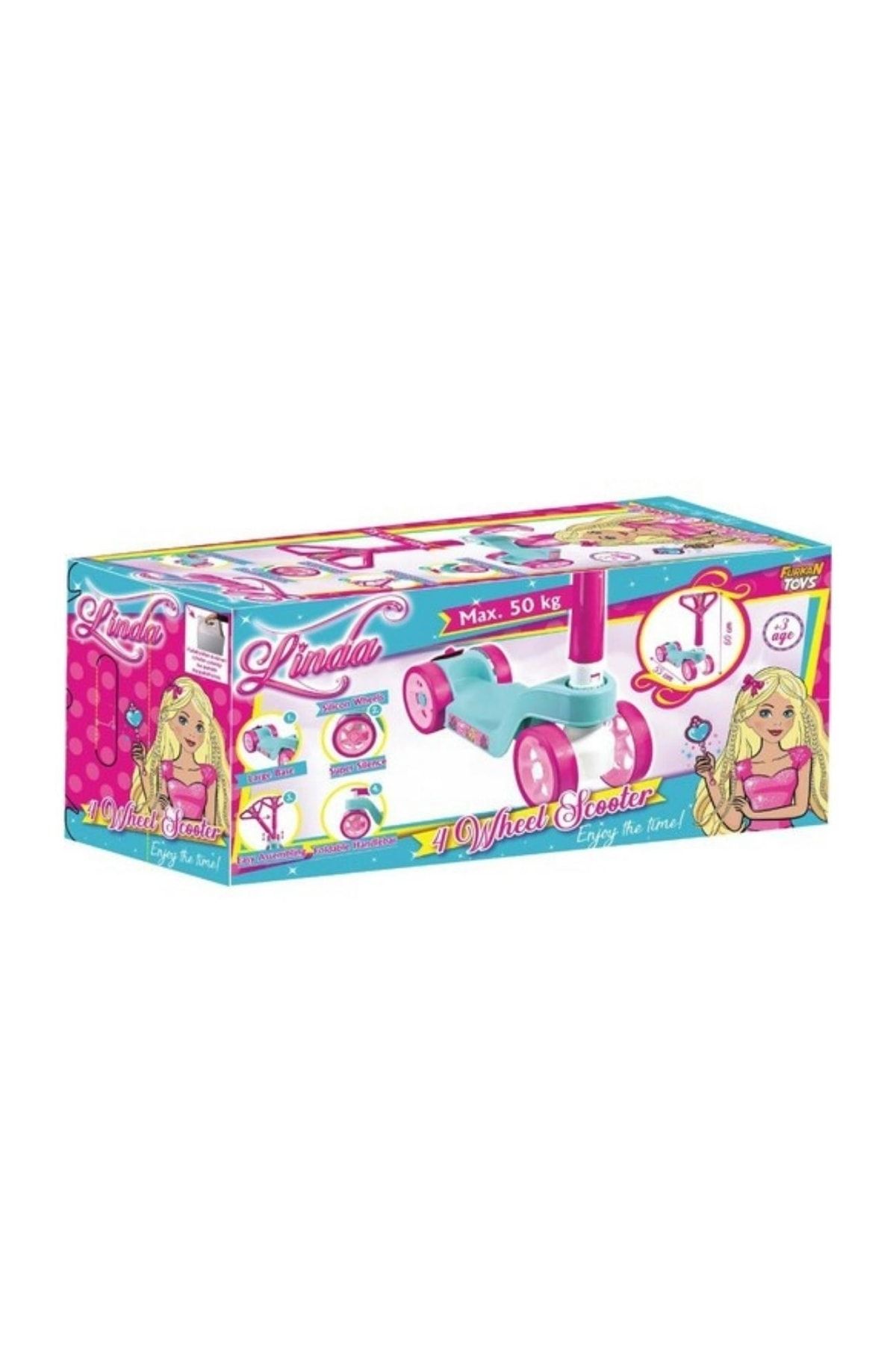 اسکوتر کودکان قرمز دخترانه و پسرانه بچگانه 3 ساله 4 چرخ شکل تاشو ان Furkan Toys