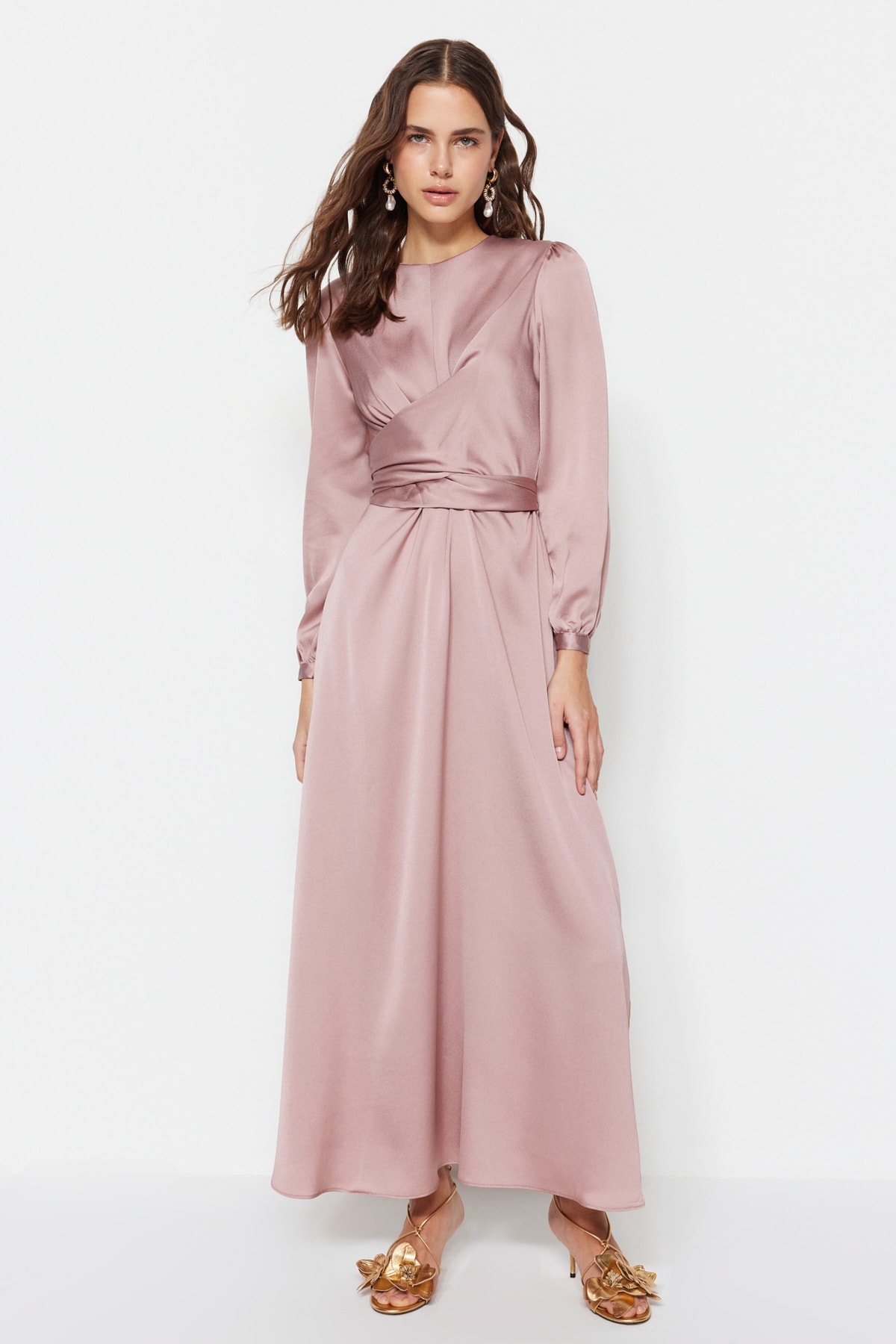 Trendyol Modest Abendkleid Rosa A-Linie Fast ausverkauft