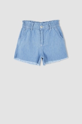 DeFacto Kız &Ccedil;ocuk Paperbag Esnek Belli Jean Şort