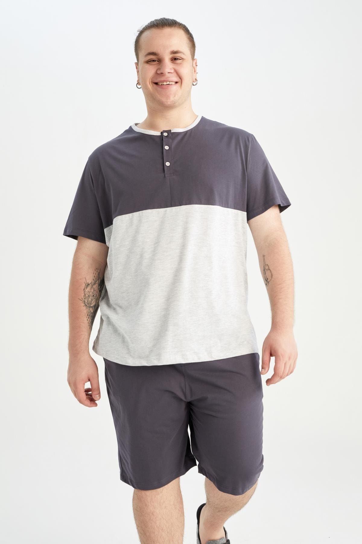 DeFacto Pyjama Grau Colorblock