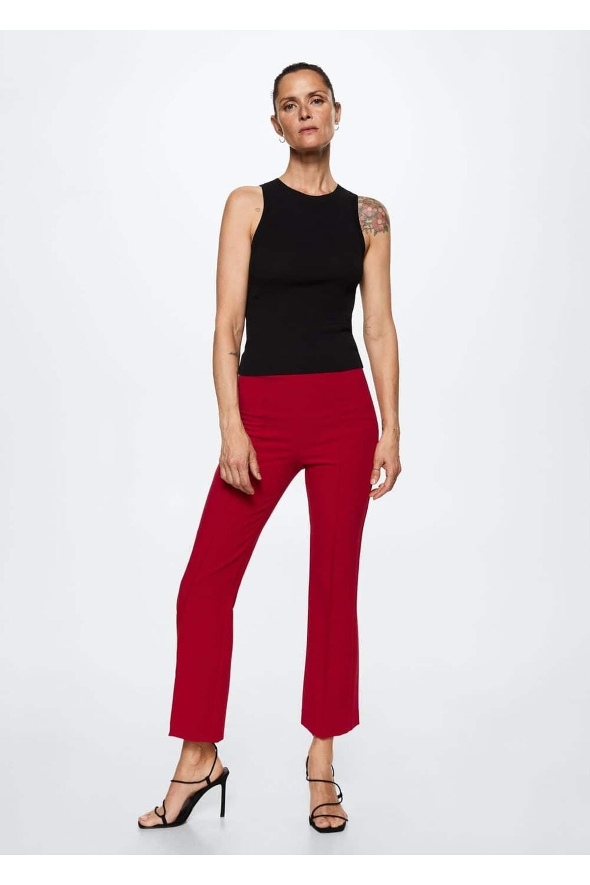 MANGO Woman-Cropped Flare Trousers 2