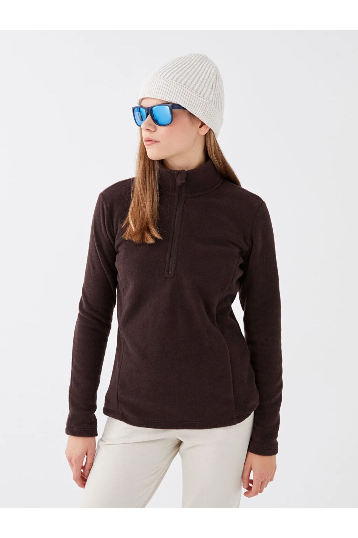LC Waikiki Lcw Outdoor Dik Yaka Uzun Kollu Kad n Polar Sweatshirt