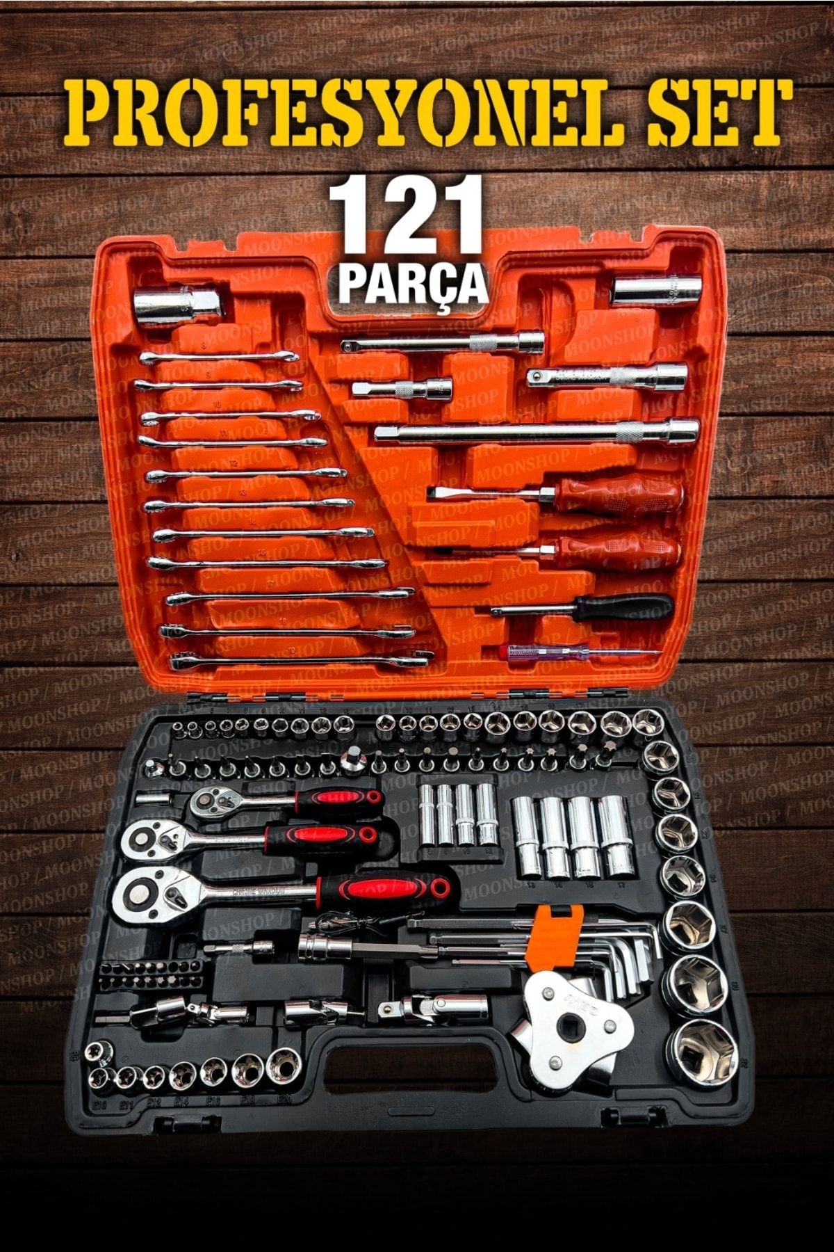 MOONSHOP-Professional 121 Piece Socket Set 1/2-1/4-3/8 Set Set 1