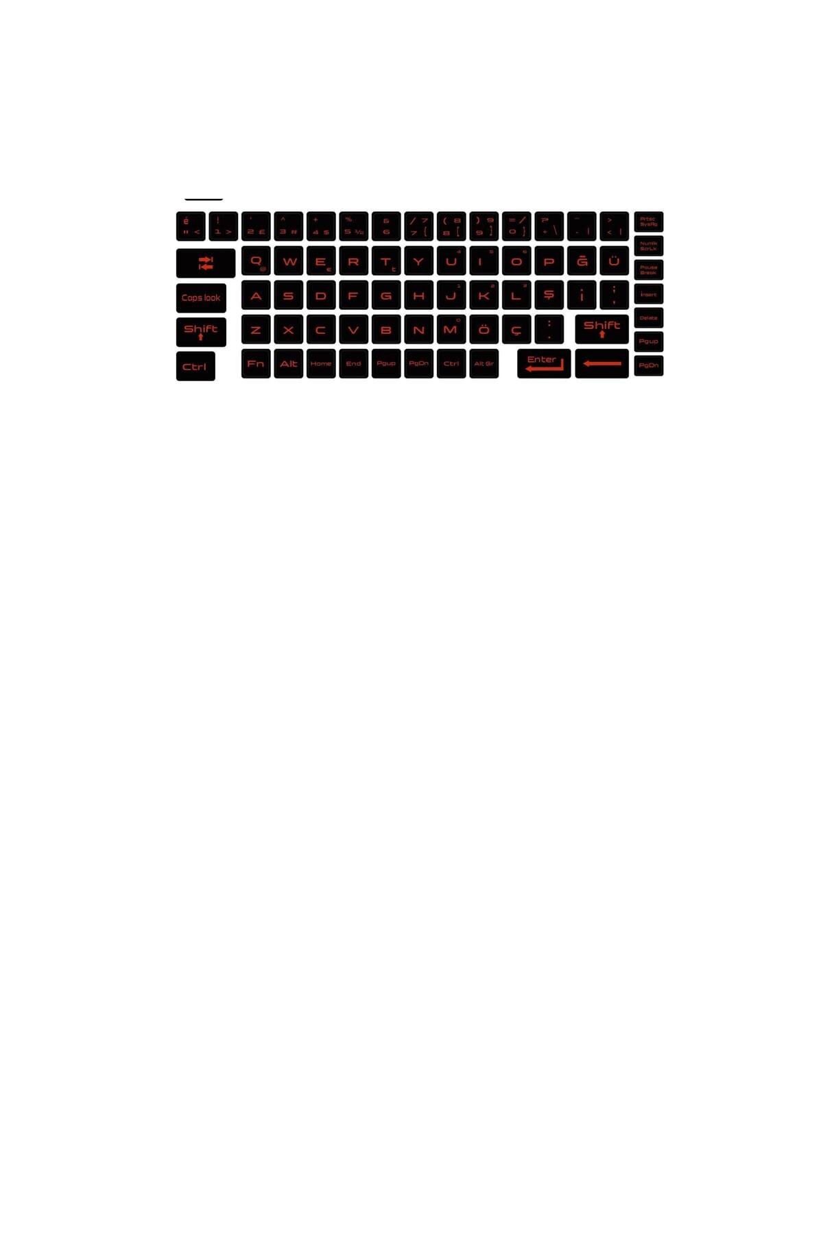 Klavye Sticker, Türkçe Q Klavye Etiketi Laptop Pc Sticker Kırmızı 3