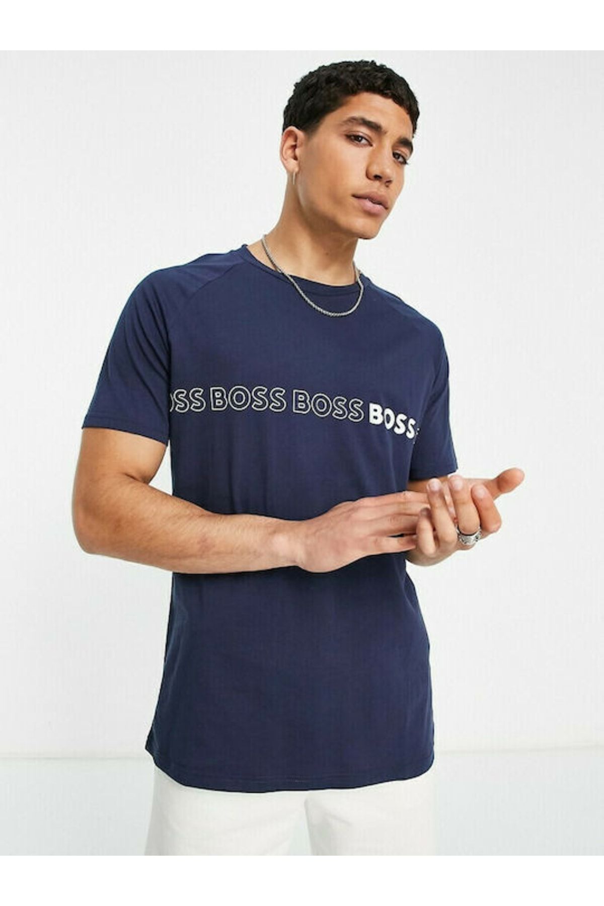Navy boss t shirt best sale