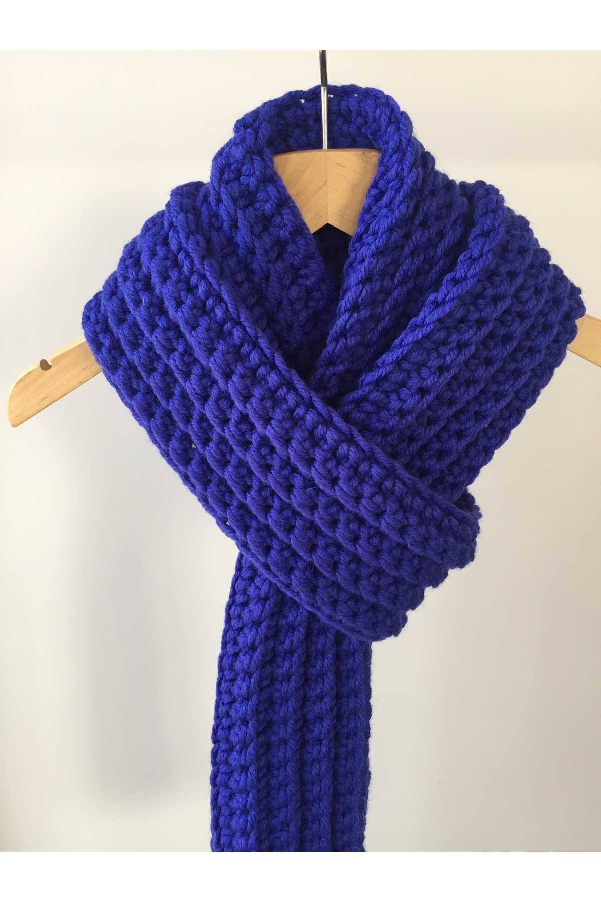 Mora Örgü  Mora Knit Atkı El Örgüsü % 49 Yünlü Jumbo Kalın Iplik Unisex Atkı - Görsel 2