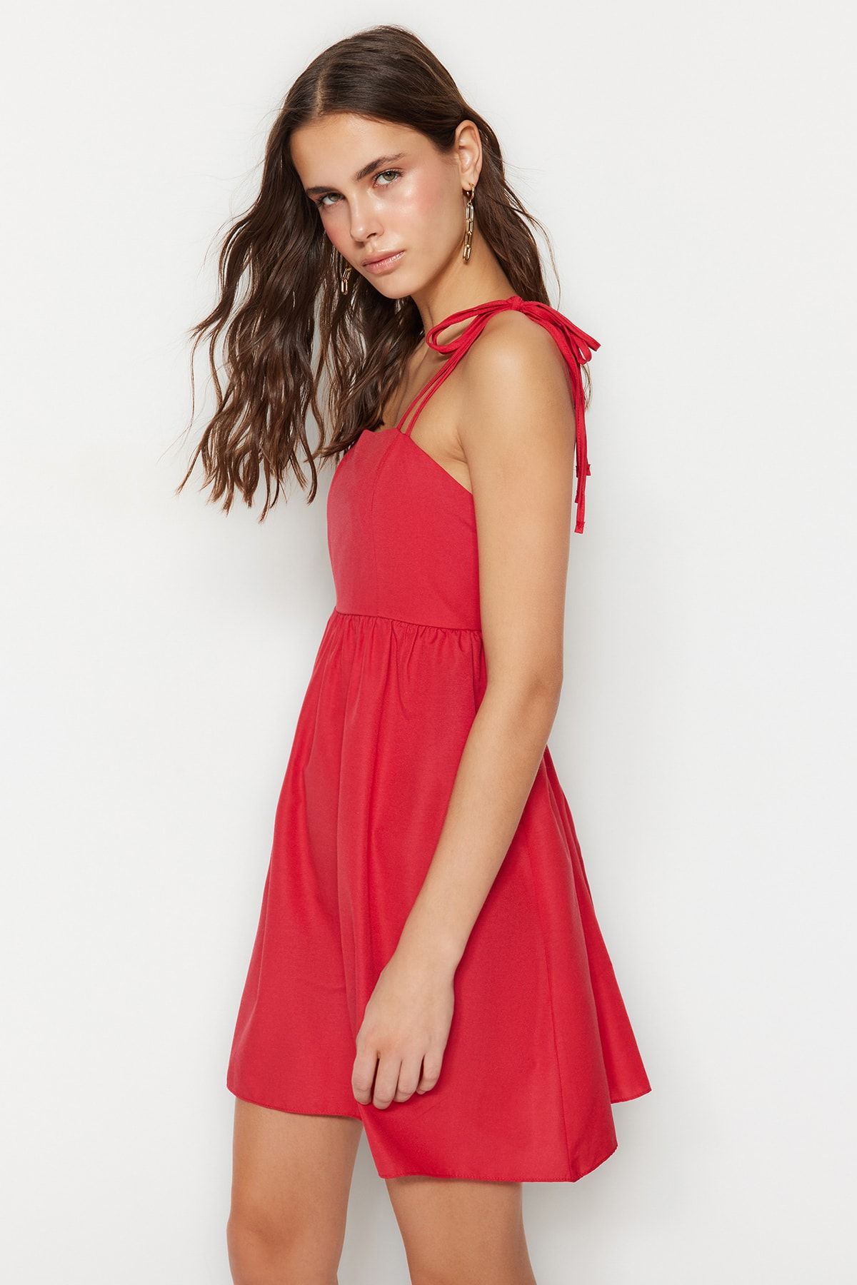 Red strappy skater dress best sale