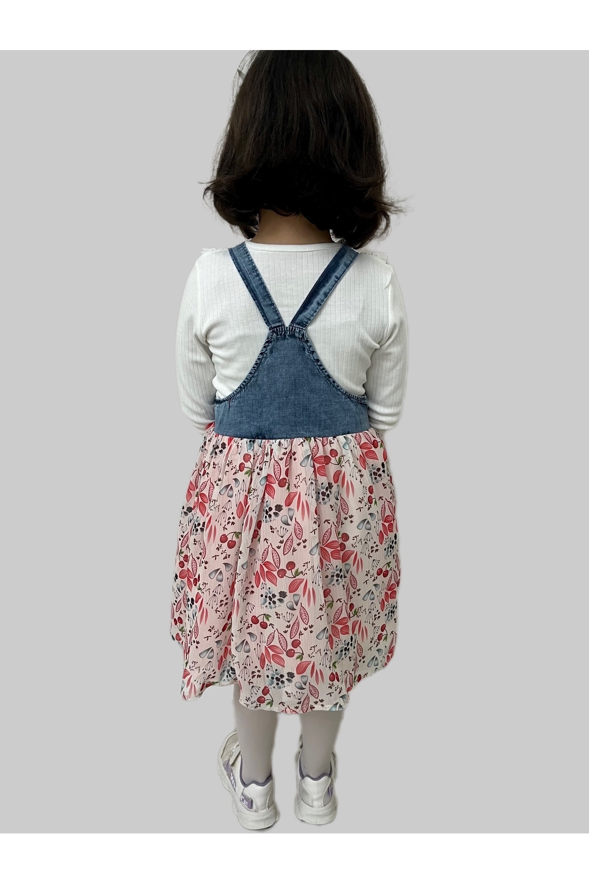 Esterella Kız Çocuk Jile / Bodyli Elbise/tokalı Salopet Elbise fotoğrafı 3 (önizleme)