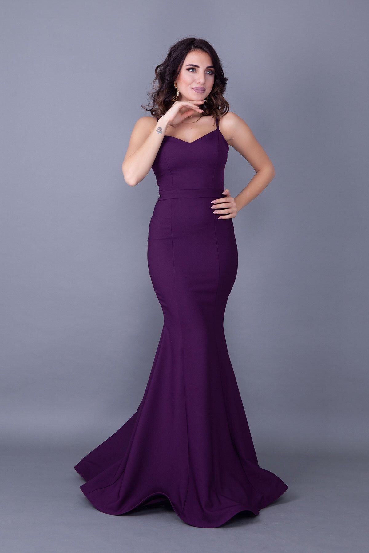 Dark purple floor length dress 2025