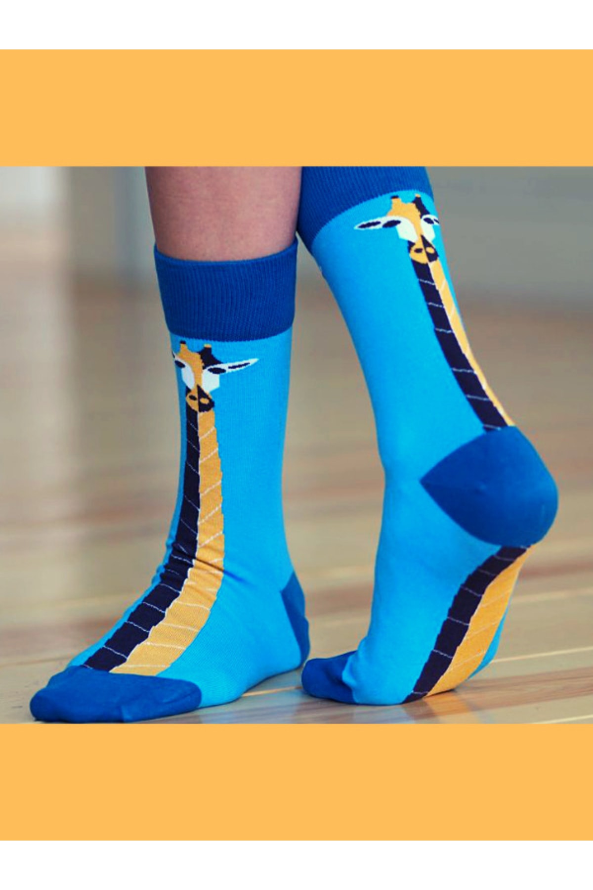 Happy Socks Ithal Özel Seri Unisex Renkli Soket Funny Zürafa Çorap NE9801