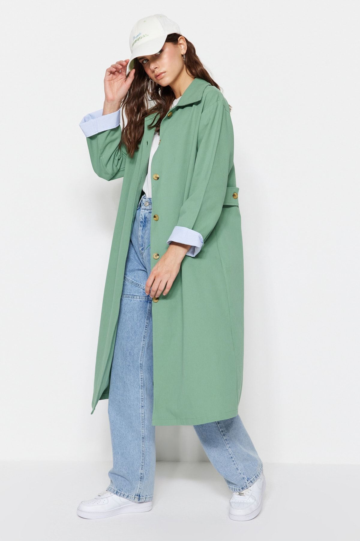 Mint green trench outlet coat