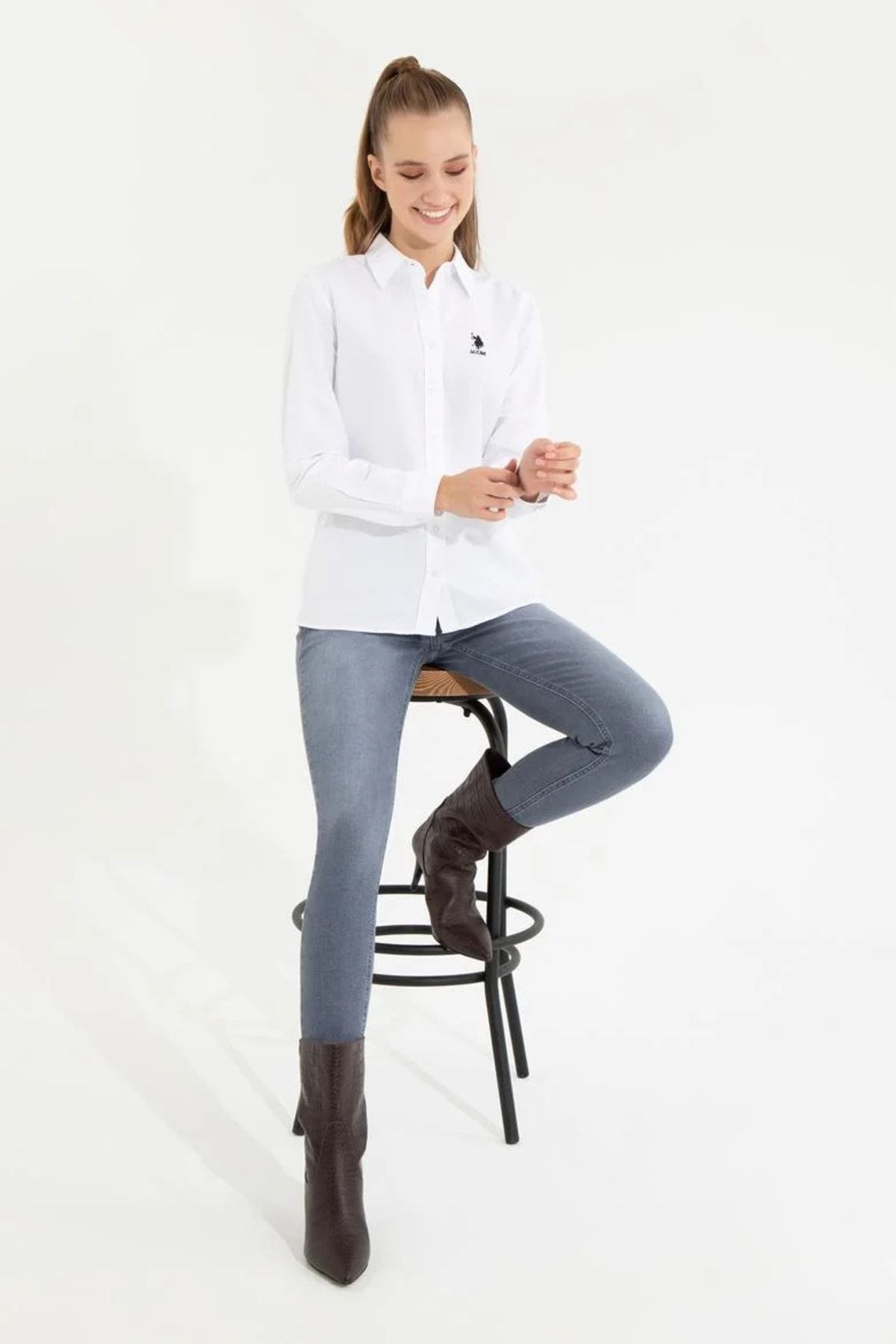 U.S. Polo Assn.-Women's White Shirt Long Sleeve 3