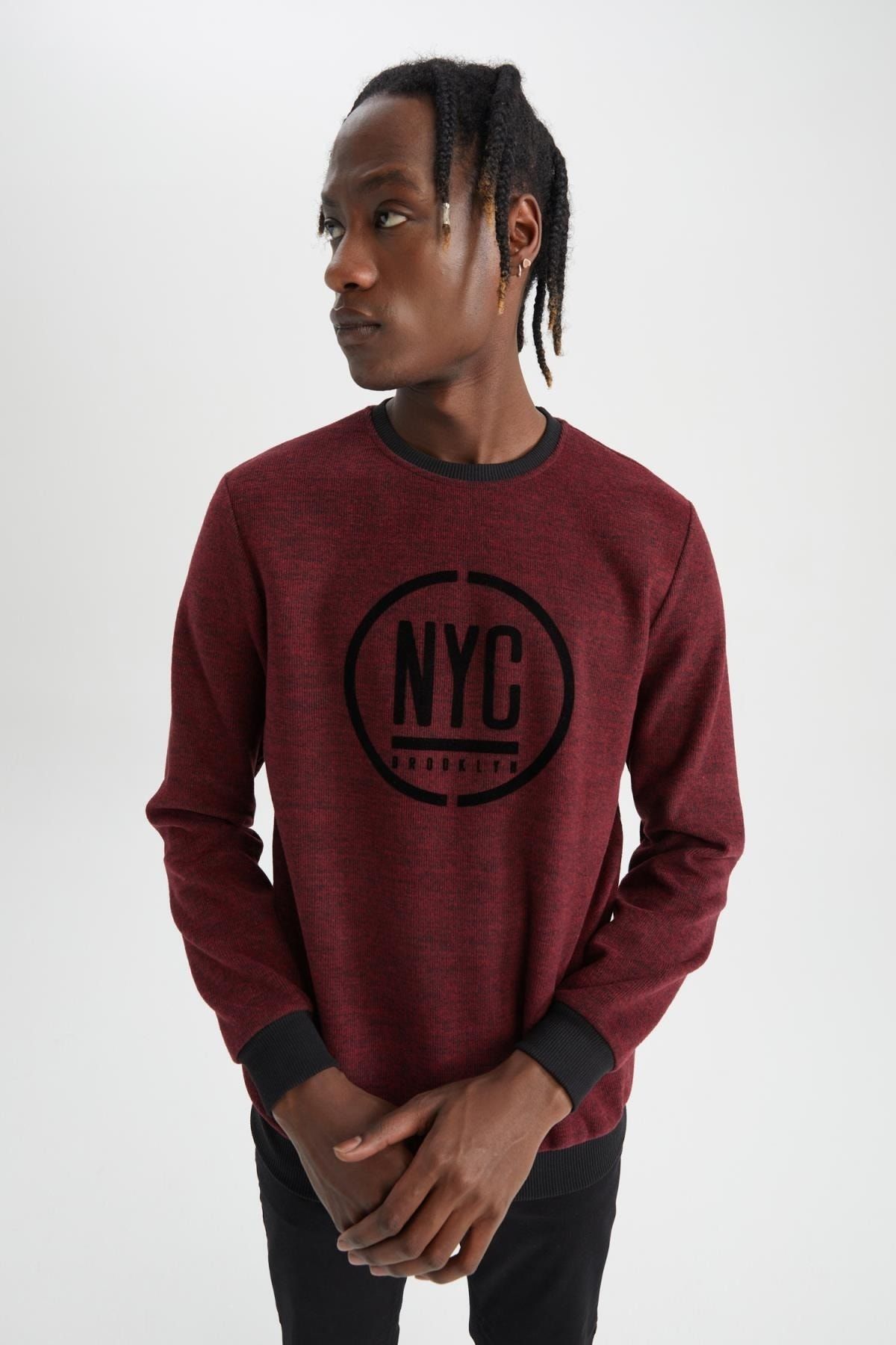 Defacto Regular Fit Crew Neck Nyc Printed Sweatshirt