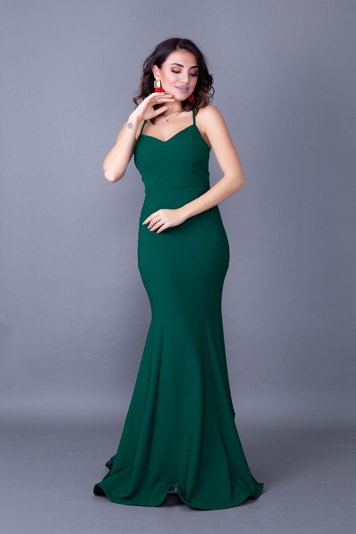 Dark green discount mermaid prom dress