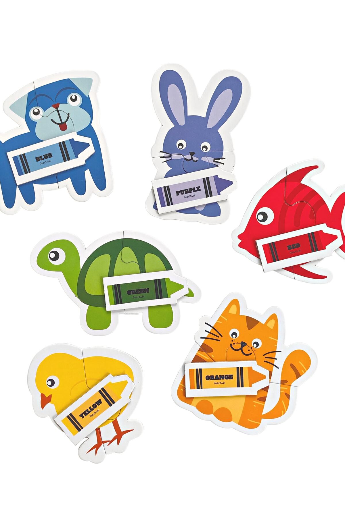 DoerKids Renkli Hayvanlar Baby Puzzle | 18 Parça | Crayon Eşleştirme fotoğrafı 2 (önizleme)