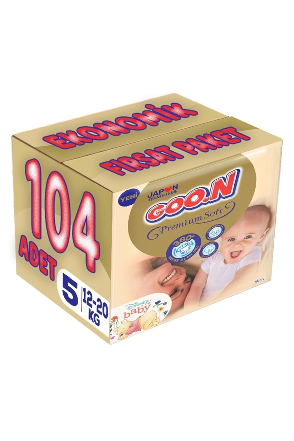 Goo.n Goon Premium Soft Bebek Bezi Beden:5 (12-20kg) Junior 104 Adet Ekonomik Fırsat Pk