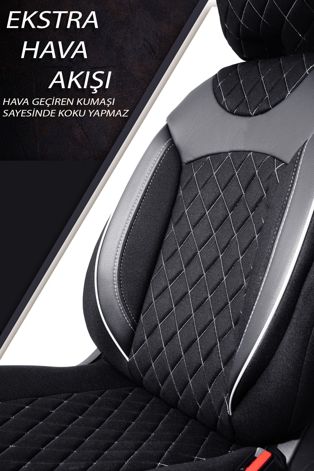 PlusOto Honda Accord Compatible Anka Series Black-white Car Seat
