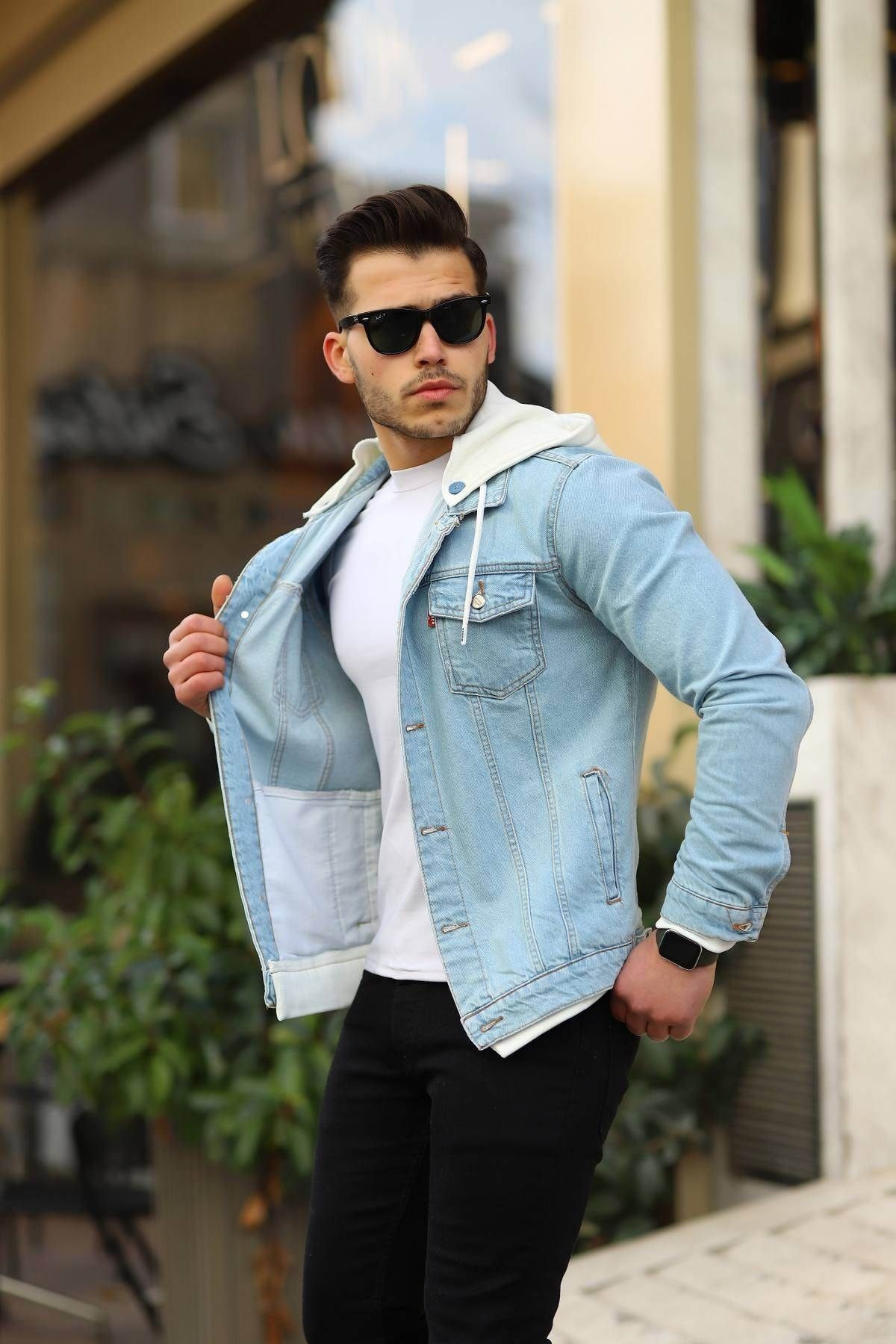 Buy online Men Light Blue Detailed Denim Jacket from Jackets for Men by Ad  By Arvind for ₹2099 at 40% off | 2024 Limeroad.com
