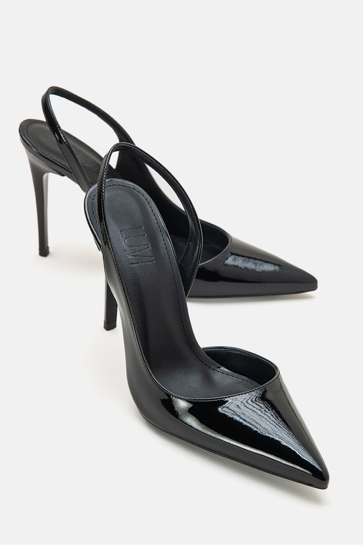 LuviShoes Twine Siyah Rugan Kadın Topuklu Ayakkabı