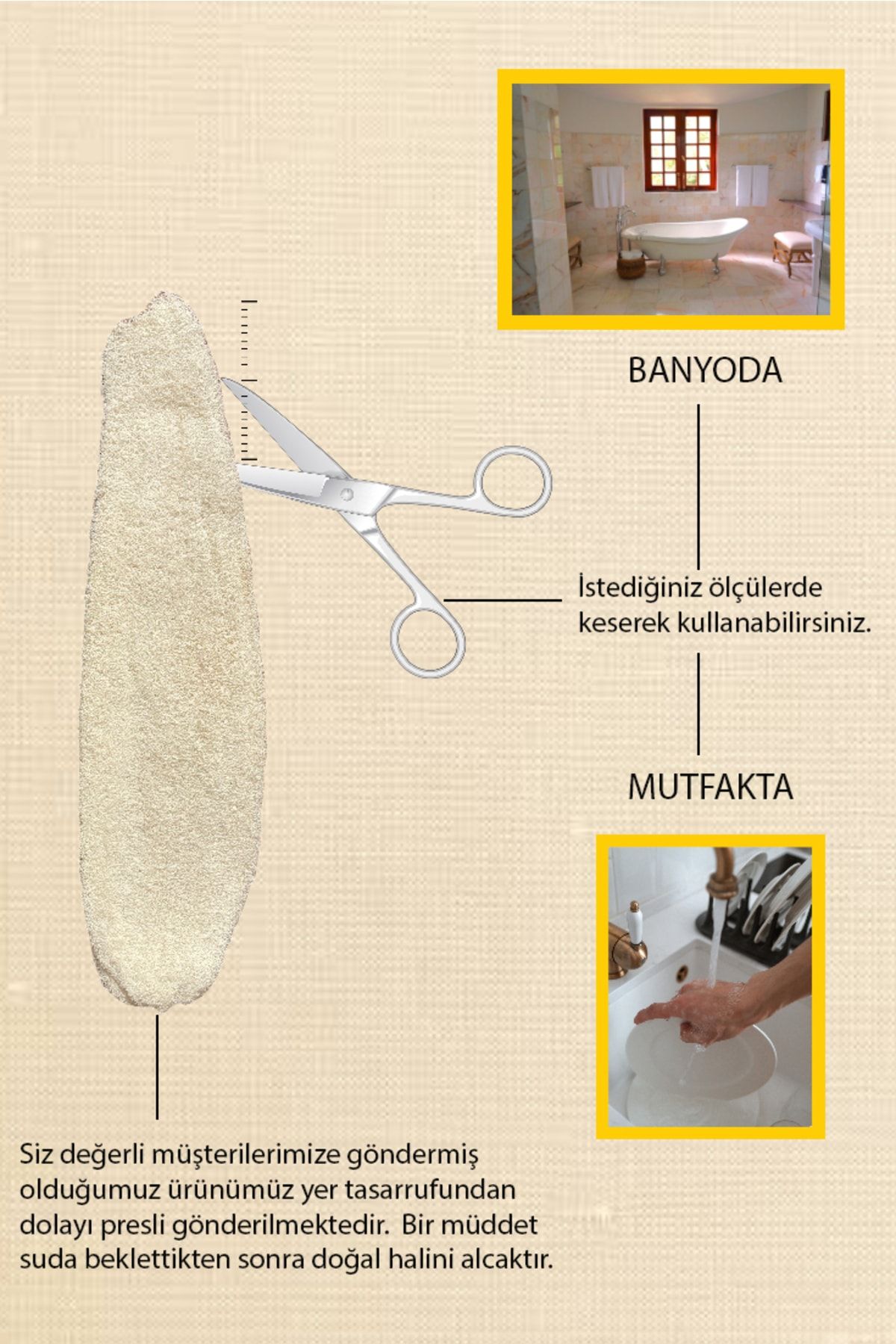 ilaslan international فیبر طبیعی کدو (۶۰ ۷۰ سانتی‌متر)، برای آشپزخانه و حمام، کیسه طبیعی