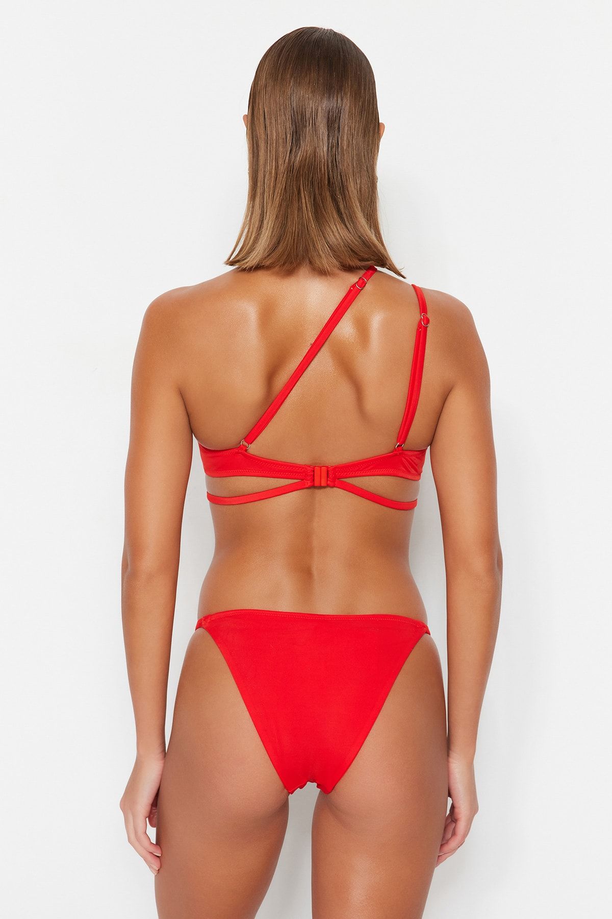 Trendyol Collection-Červená lemovka dolní části bikin normální nohy TBESS22BA0232 5