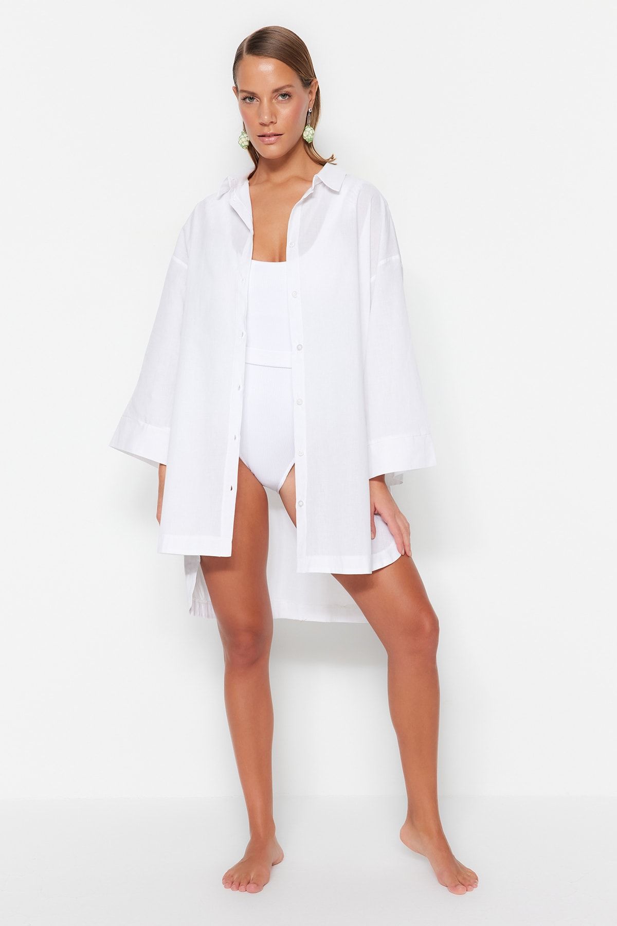 Trendyol Collection Hemd Weiß Oversized