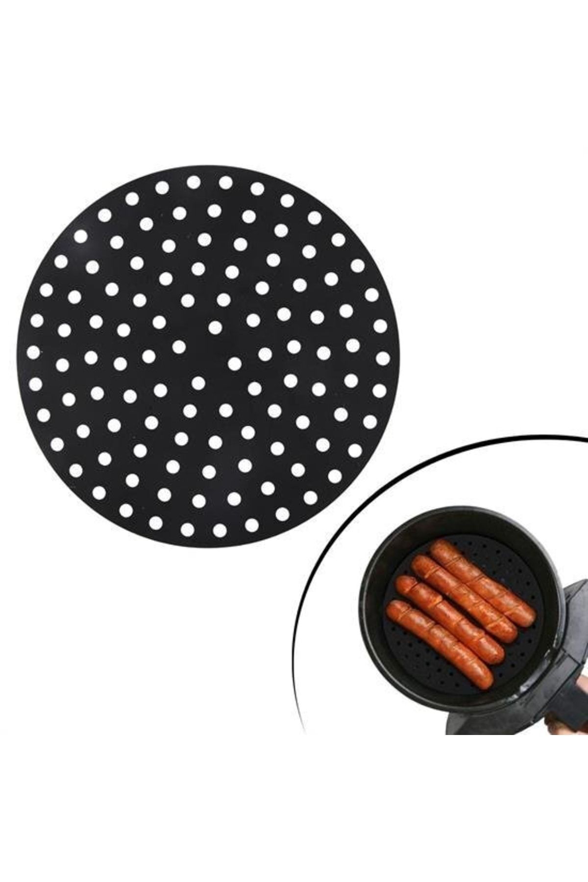 Genel Markalar Buffer® Renkli Isıya Dayanıklı Yıkanılabilir Silikon Fırın Ve Airfryer Yuvarlak Pişirme Matı 20 Cm