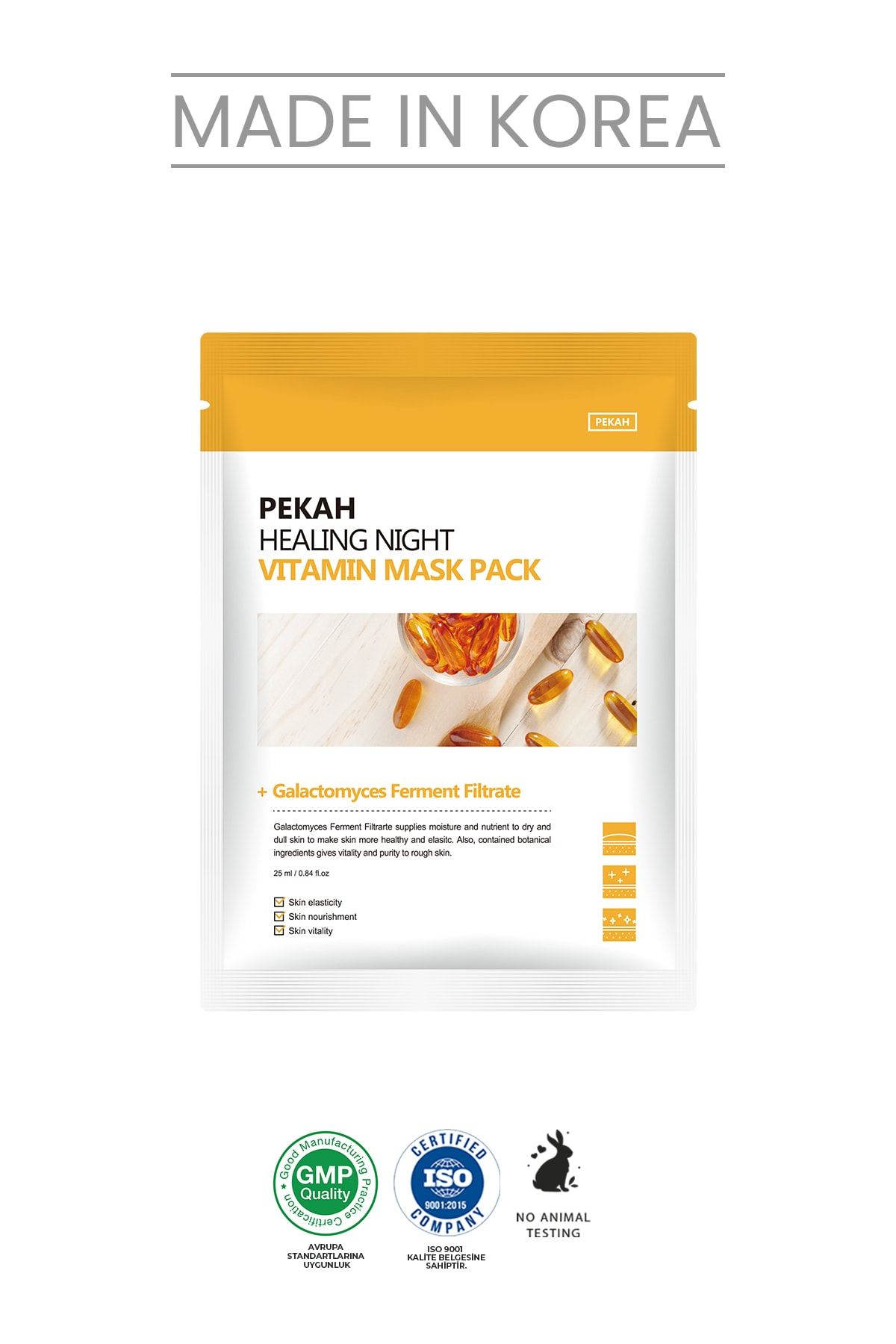 PEKAH C Vitamini Ve 13 Bitki Özü Içeren Canlandırıcı Leke &amp; Kırışıklık Karşıtı Yüz Maske Seti 5 Adet ZO10154
