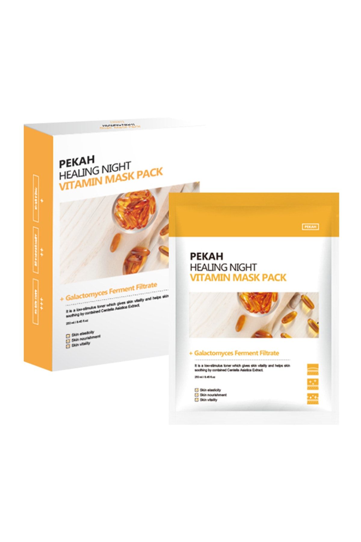 PEKAH C Vitamini Ve 13 Bitki Özü Içeren Canlandırıcı Leke &amp; Kırışıklık Karşıtı Yüz Maske Seti 5 Adet ZO10154