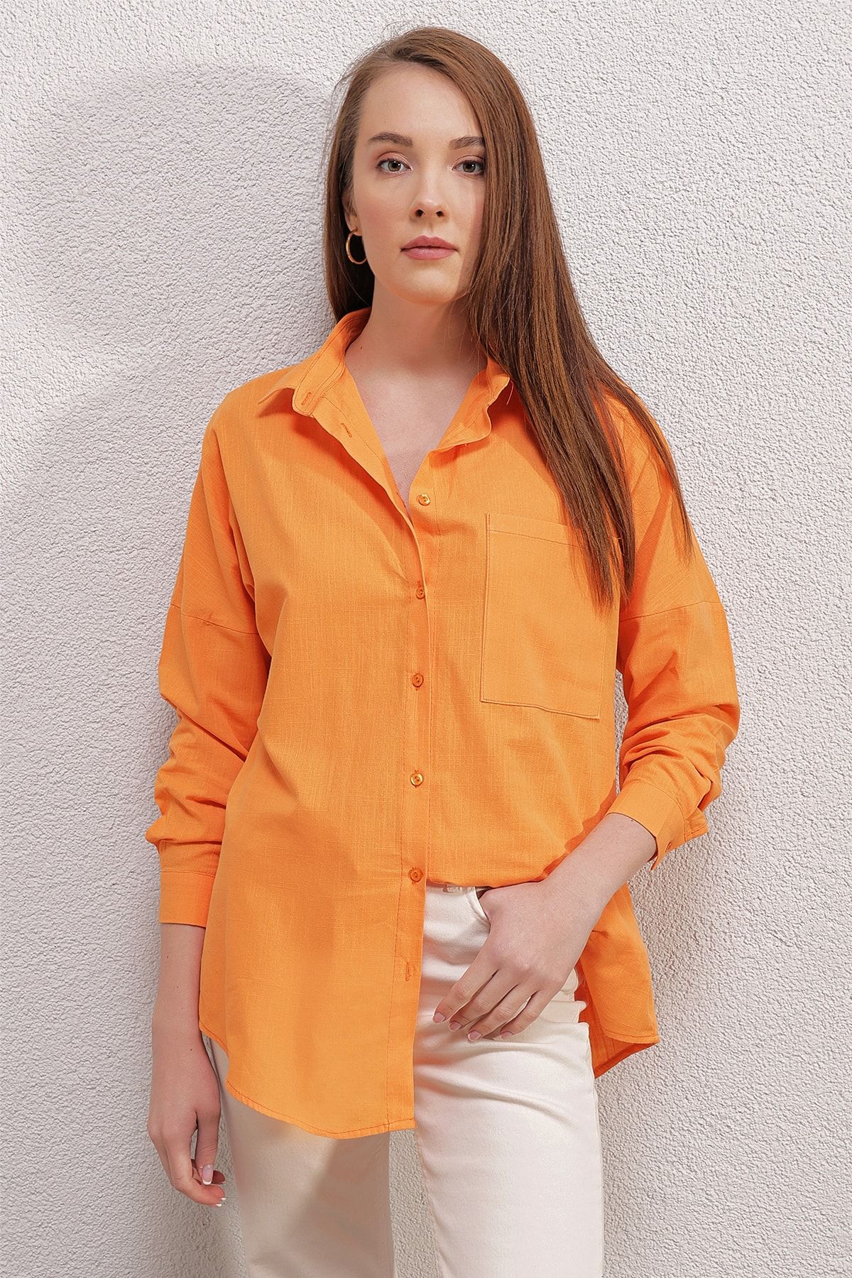 Bigdart پیراهن سایز تک جیبی 20153 - Oranje