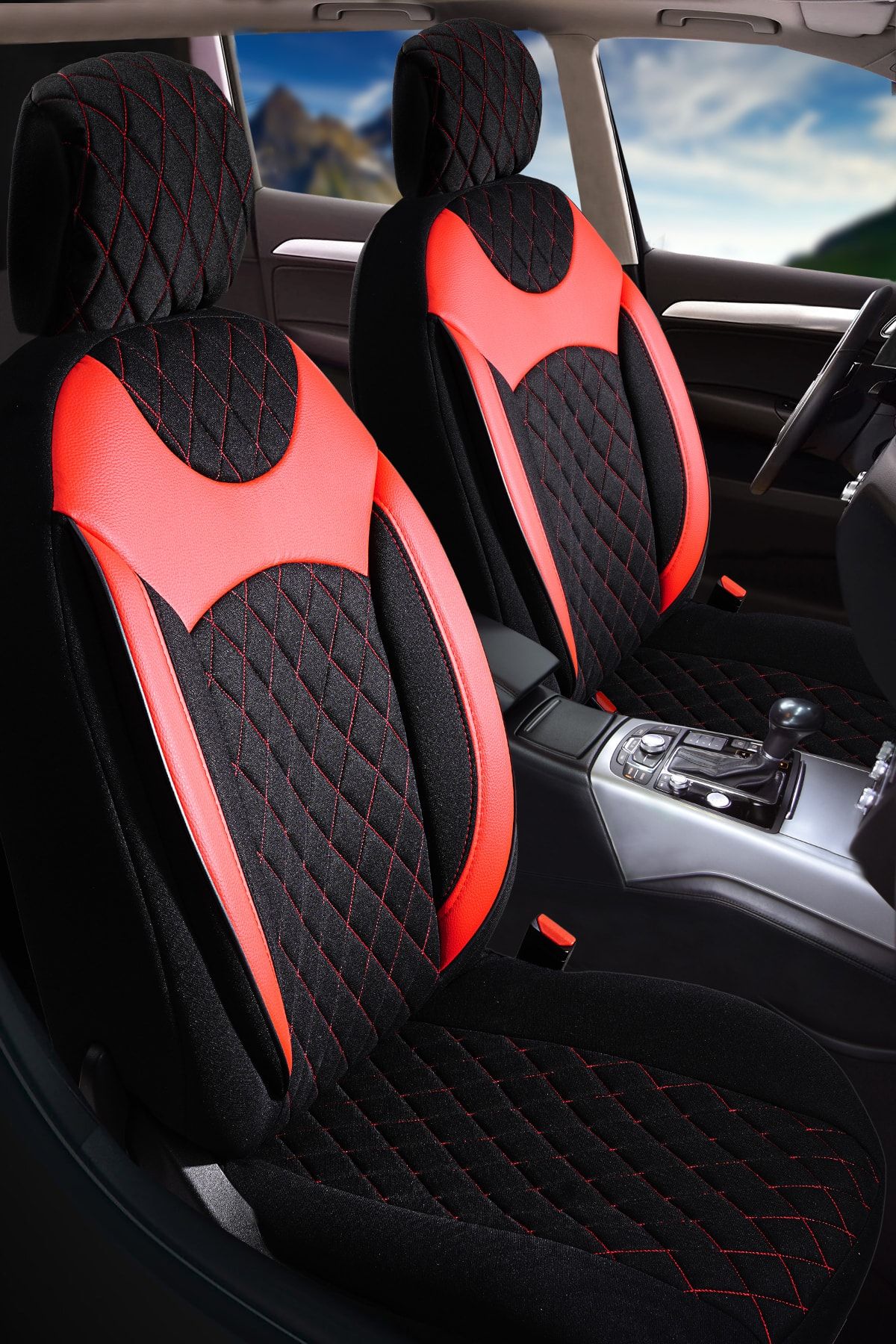 PlusOto Honda Accord Compatible Anka Series Red-black Car Seat