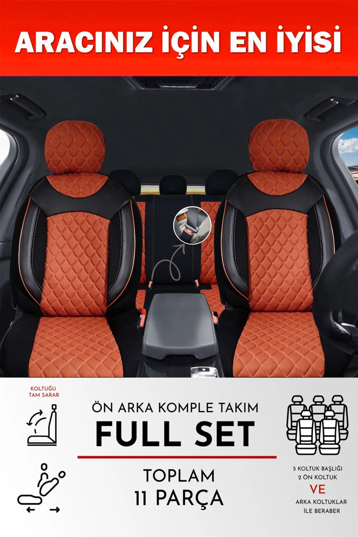 PlusOto Nissan Qashqai Compatible Anka Series Black-cinnamon Car Seat Cover  Set of 5 - Trendyol
